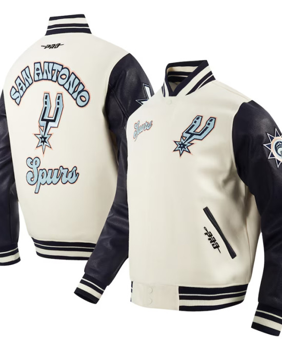 San Antonio Spurs 2024/25 City Edition Chenille Cream Varsity Jacket San Antonio Spurs 2024/25 City Edition Chenille Cream Varsity Jacket