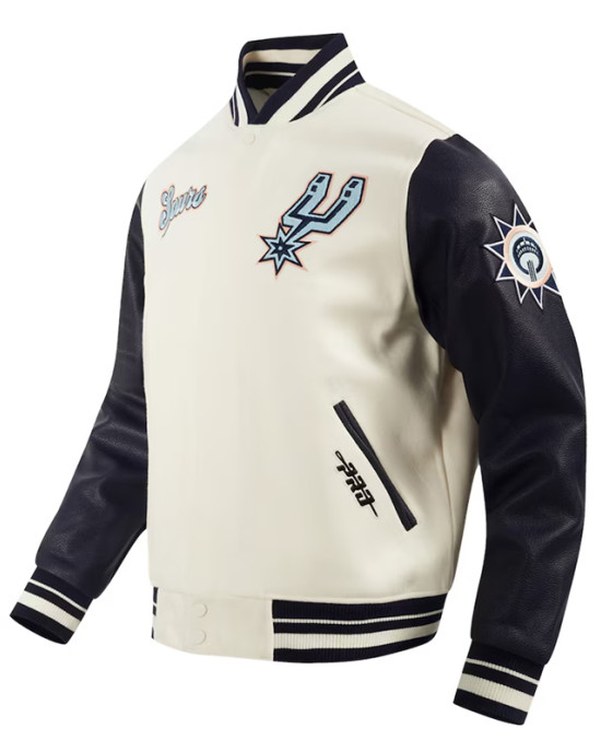 San Antonio Spurs 2024/25 City Edition Chenille Cream Varsity Jacket San Antonio Spurs 2024/25 City Edition Chenille Cream Varsity Jacket