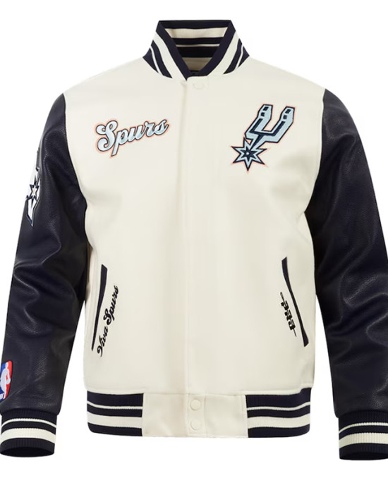 San Antonio Spurs 2024/25 City Edition Chenille Cream Varsity Jacket San Antonio Spurs 2024/25 City Edition Chenille Cream Varsity Jacket