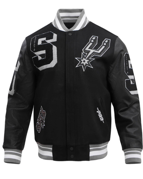 San Antonio Spurs Mashup Classic Rib Varsity Jacket San Antonio Spurs Mashup Classic Rib Varsity Jacket