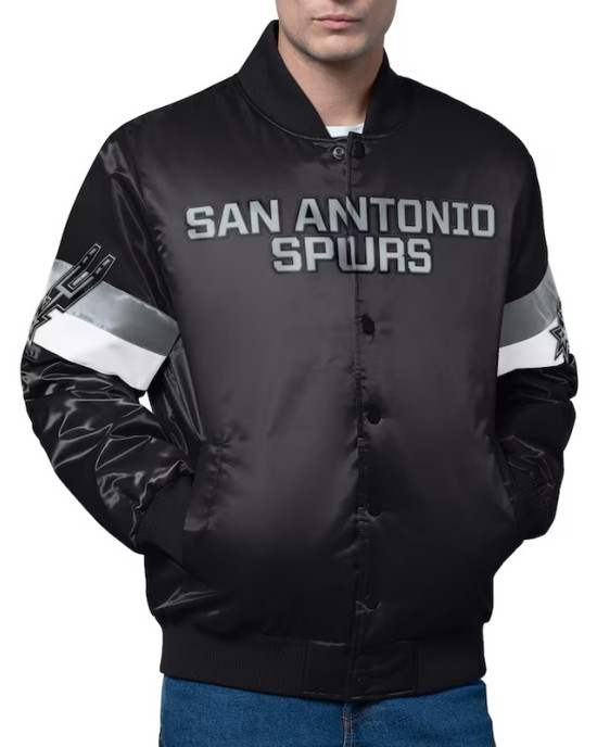 San Antonio Spurs Triple Option Varsity Satin Jacket