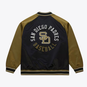 San Diego Padres Black/Olive Satin Double Clutch Jacket  