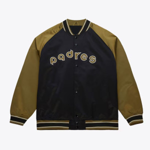 San Diego Padres Black/Olive Satin Double Clutch Jacket  