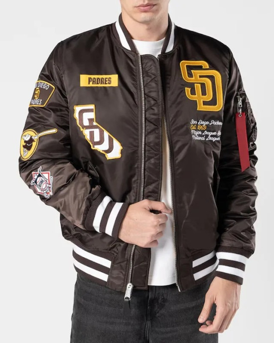 San Diego Padres Full-Zip Brown Bomber Jacket