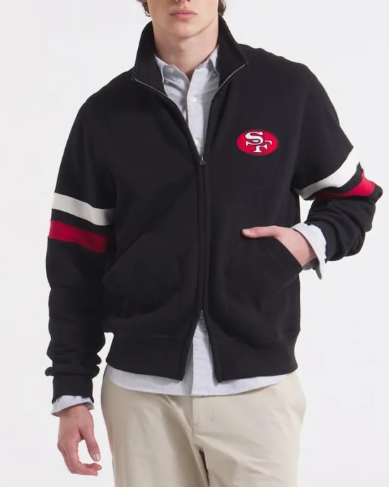 San Francisco 49ers Black Striped Fleece Jacket San Francisco 49ers Black Striped Fleece Jacket