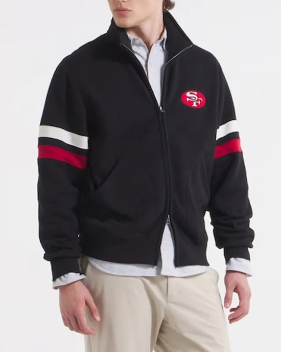 San Francisco 49ers Black Striped Fleece Jacket San Francisco 49ers Black Striped Fleece Jacket