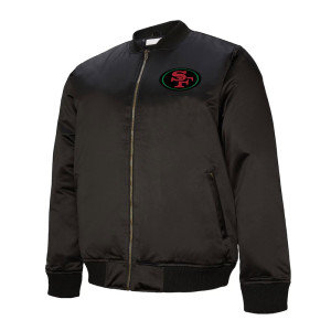 San Francisco 49ers Excellence Black Full-Zip Unisex Satin Jacket