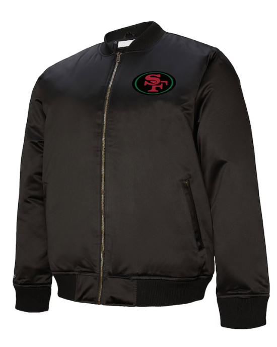 San Francisco 49ers Excellence Black Full-Zip Unisex Satin Jacket San Francisco 49ers Excellence Black Full-Zip Unisex Satin Jacket