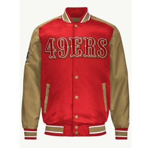San Francisco 49ers Scarlet and Gold Varsity Satin Jacket