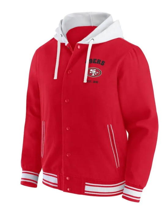 San Francisco 49ers Scarlet Cotton Hooded Jacket San Francisco 49ers Scarlet Cotton Hooded Jacket