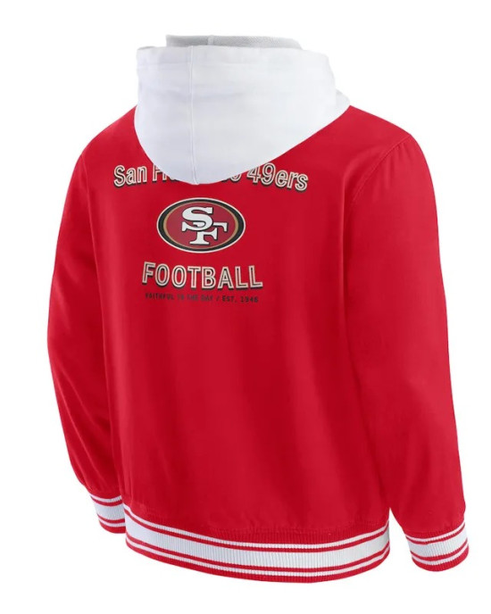 San Francisco 49ers Scarlet Cotton Hooded Jacket San Francisco 49ers Scarlet Cotton Hooded Jacket