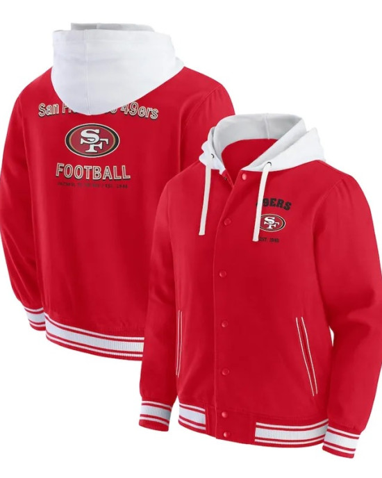 San Francisco 49ers Scarlet Cotton Hooded Jacket San Francisco 49ers Scarlet Cotton Hooded Jacket