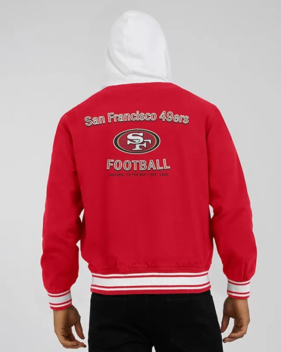 San Francisco 49ers Scarlet Cotton Hooded Jacket San Francisco 49ers Scarlet Cotton Hooded Jacket
