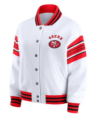 San Francisco 49ers Snap Front White Fleece Jacket