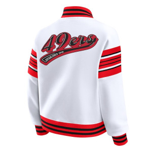 San Francisco 49ers Snap Front White Fleece Jacket