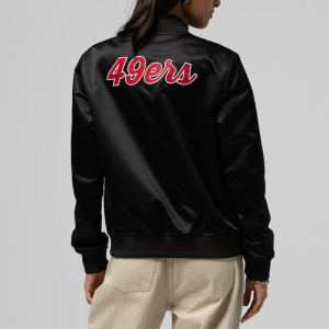 San Francisco 49ers Throwback Graphics Black Satin Jacket Unisex