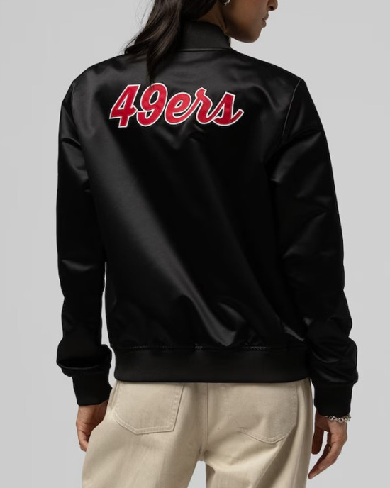 San Francisco 49ers Throwback Graphics Black Satin Jacket Unisex