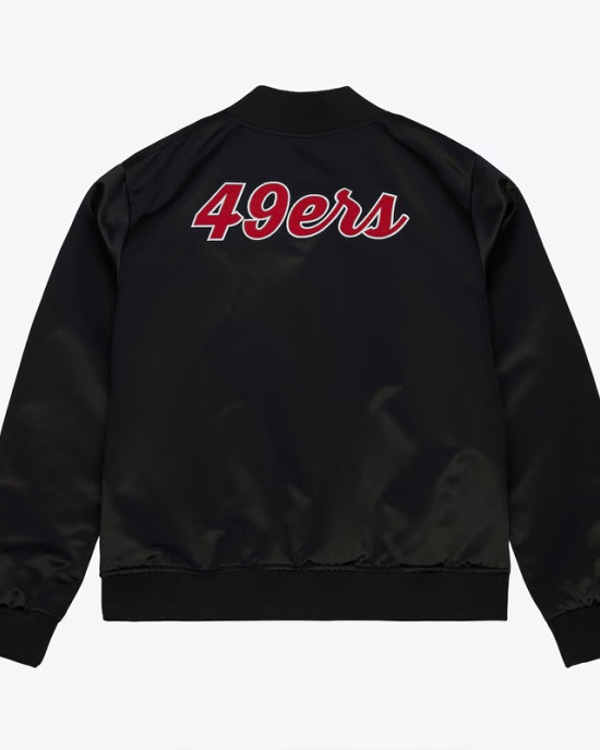 San Francisco 49ers Throwback Graphics Black Satin Jacket Unisex
