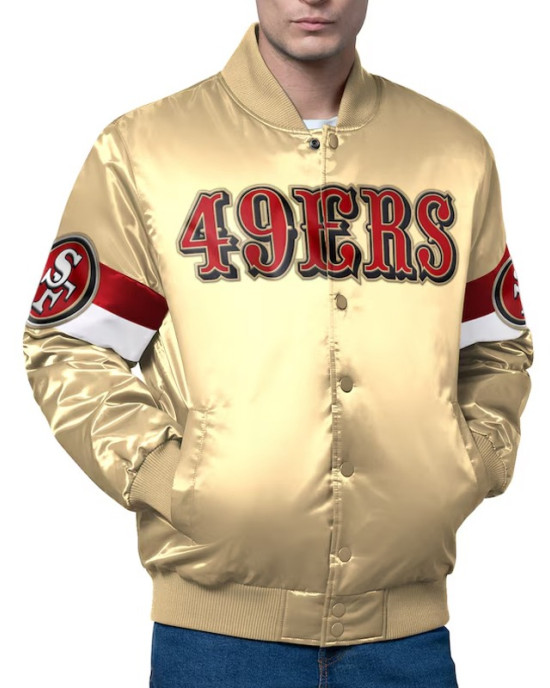 San Francisco 49ers Triple Option Varsity Satin Jacket