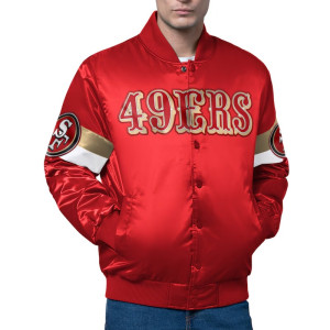 San Francisco 49ers Triple Option Varsity Satin Jacket