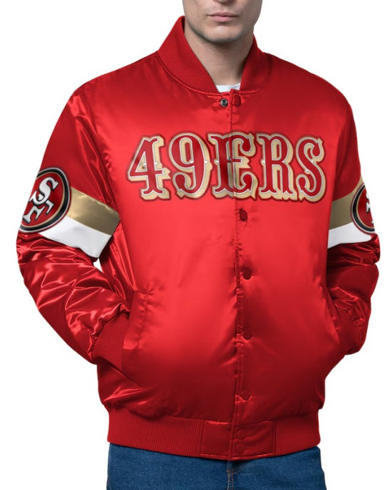 San Francisco 49ers Triple Option Varsity Satin Jacket