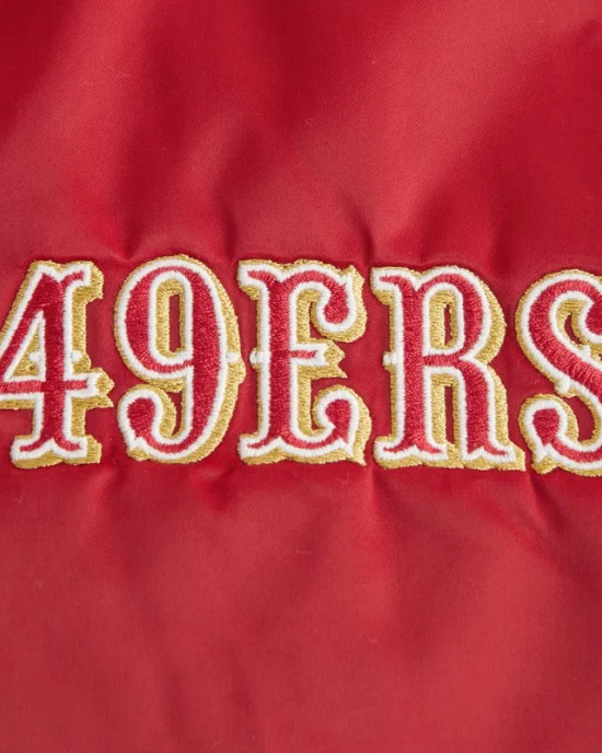 San Francisco 49ers Varsity Bomber Red Satin Jacket