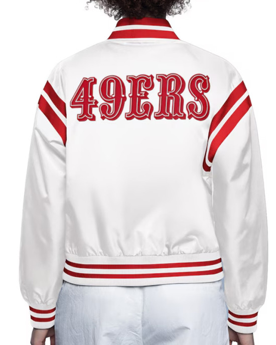 San Francisco 49ers White Full Count Satin Jacket San Francisco 49ers White Full Count Satin Jacket