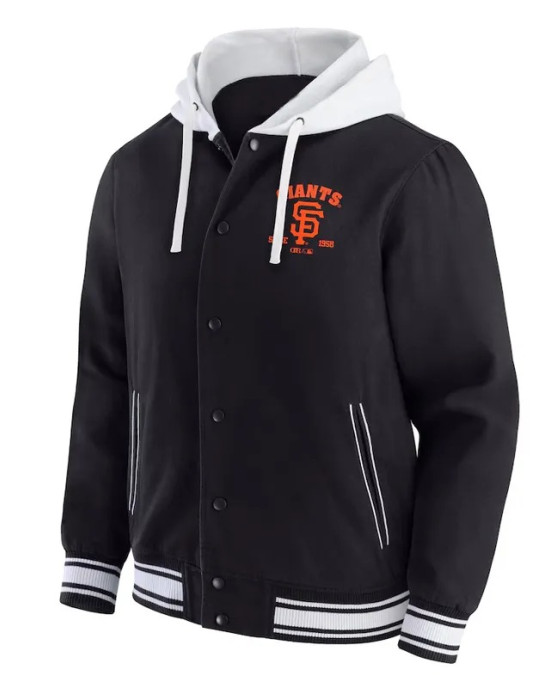 San Francisco Giants Black Cotton Hooded Jacket San Francisco Giants Black Cotton Hooded Jacket