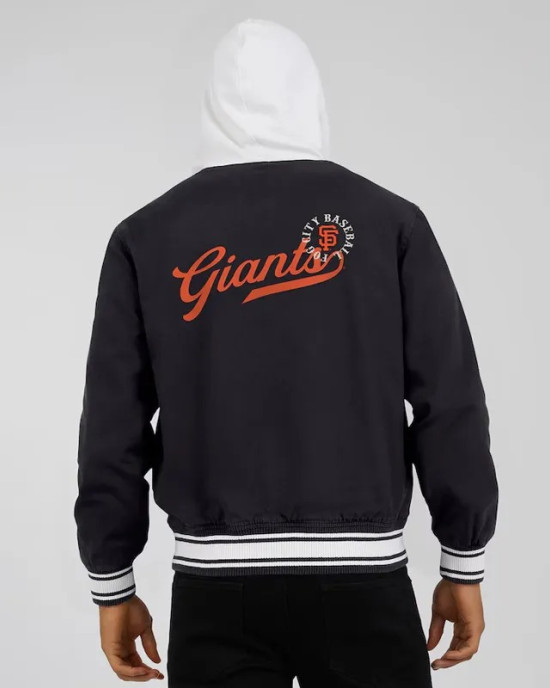 San Francisco Giants Black Cotton Hooded Jacket San Francisco Giants Black Cotton Hooded Jacket