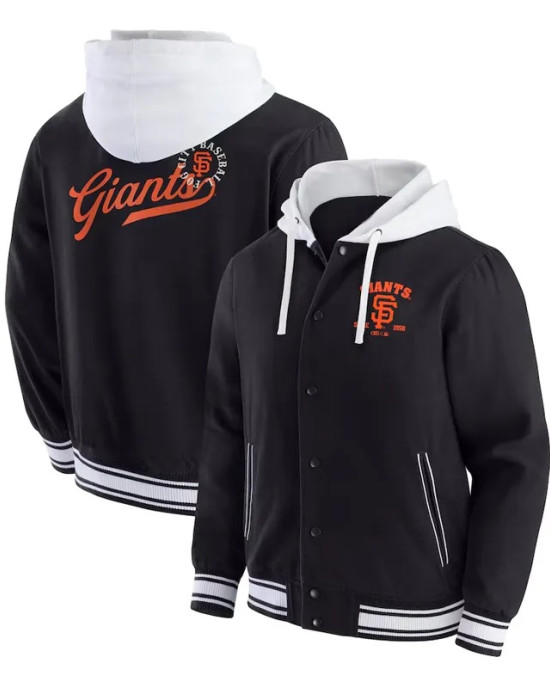 San Francisco Giants Black Cotton Hooded Jacket San Francisco Giants Black Cotton Hooded Jacket