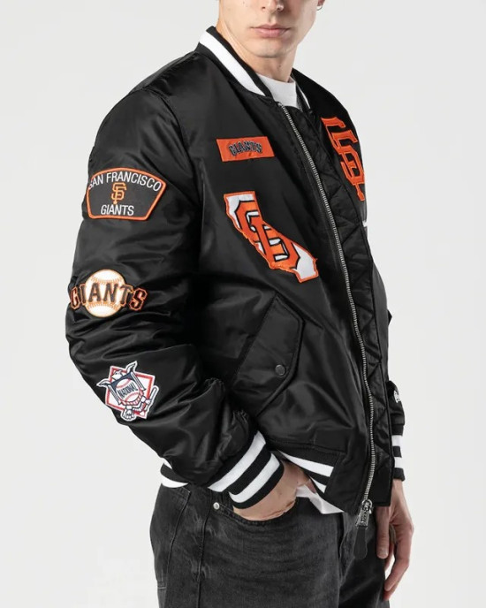 San Francisco Giants Full-Zip Black Bomber Jacket