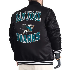 San Jose Sharks Adaptive Bold Logo Varsity Satin Jacket