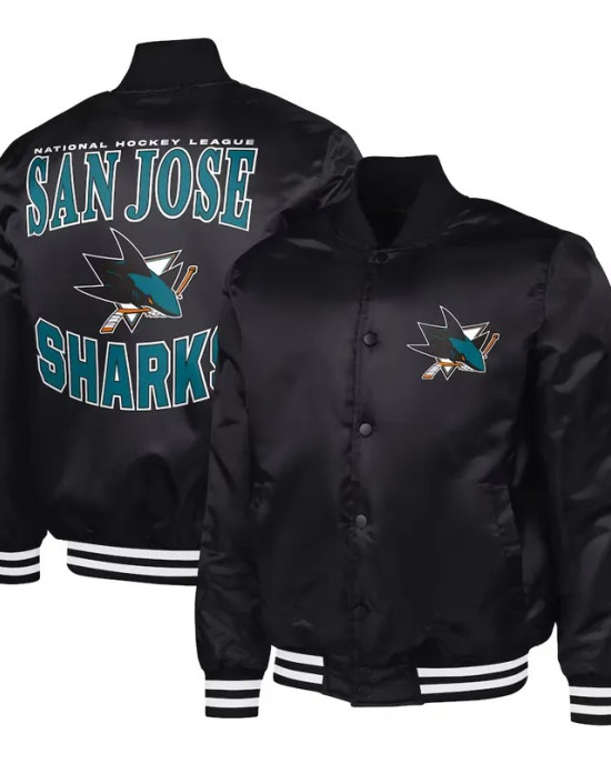 San Jose Sharks Adaptive Bold Logo Varsity Satin Jacket