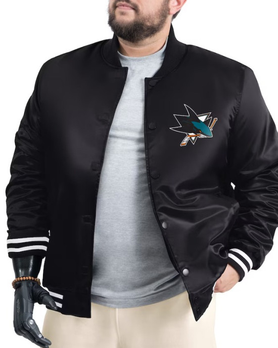 San Jose Sharks Adaptive Bold Logo Varsity Satin Jacket
