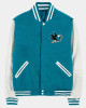 San Jose Sharks Teal and White Varsity Jacket San Jose Sharks Teal and White Varsity Jacket