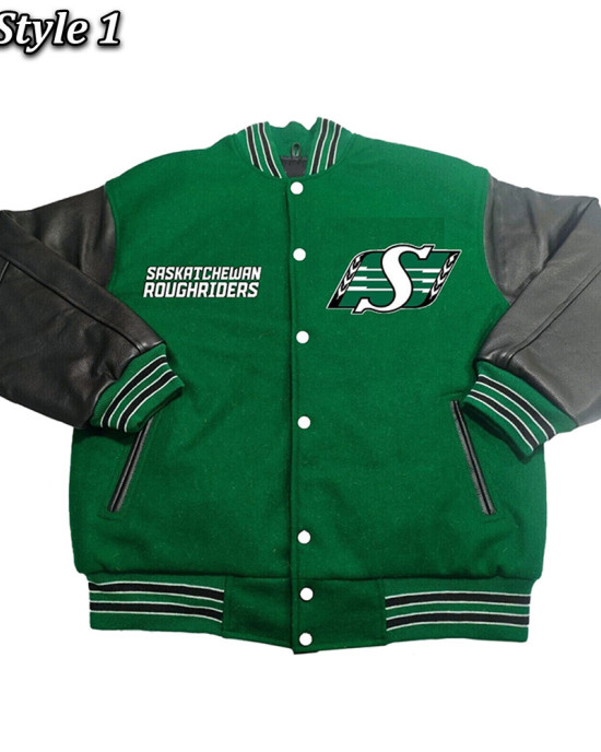 Saskatchewan Roughriders Varsity Wool and Leather Jacket