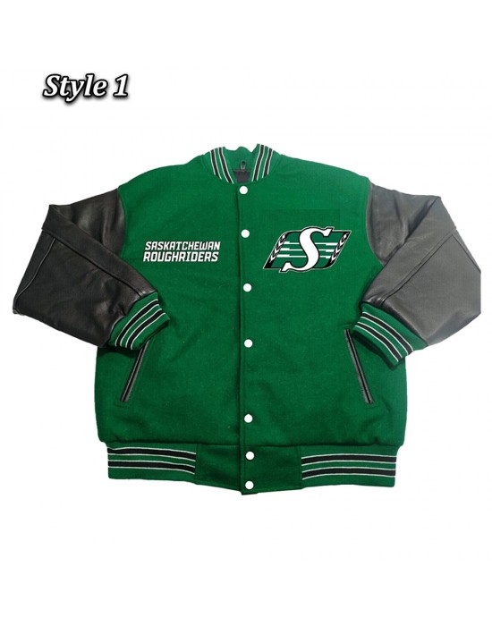 Saskatchewan Roughriders Varsity Wool and Leather Jacket