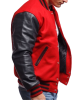 Scarlet Red Wool & Black Leather Varsity Letterman Jacket Scarlet Red Wool & Black Leather Varsity Letterman Jacket