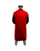 Scarlet Wool Body & Black Leather Sleeves Letterman Coat