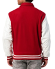 Scarlet Wool Body & White Leather Sleeves Letterman Jacket With Byron Collar Scarlet Wool Body & White Leather Sleeves Letterman Jacket With Byron Collar
