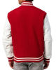 Scarlet Wool Body & White Leather Sleeves Letterman Jacket With Zipper Scarlet Wool Body & White Leather Sleeves Letterman Jacket With Zipper