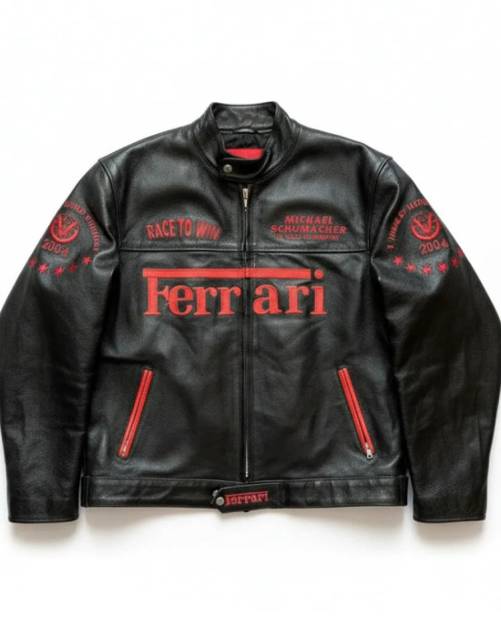 Schumacher Ferrari Black & Red Leather Jacket Schumacher Ferrari Black & Red Leather Jacket