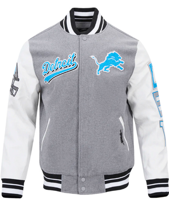 Script Tail Detroit Lions Classic Rib Varsity Jacket Script Tail Detroit Lions Classic Rib Varsity Jacket