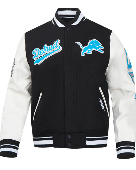 Script Tail Detroit Lions Classic Rib Varsity Jacket Script Tail Detroit Lions Classic Rib Varsity Jacket
