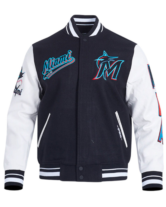 Script Tail Miami Marlins Classic Rib Varsity Jacket Script Tail Miami Marlins Classic Rib Varsity Jacket