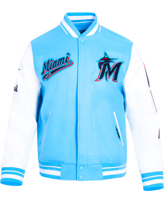 Script Tail Miami Marlins Classic Rib Varsity Jacket Script Tail Miami Marlins Classic Rib Varsity Jacket