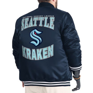 Seattle Kraken Adaptive Bold Logo Varsity Satin Jacket