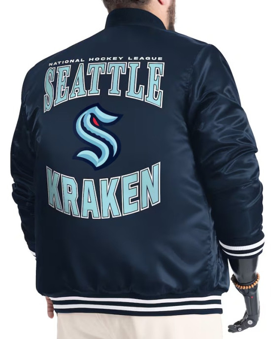 Seattle Kraken Adaptive Bold Logo Varsity Satin Jacket