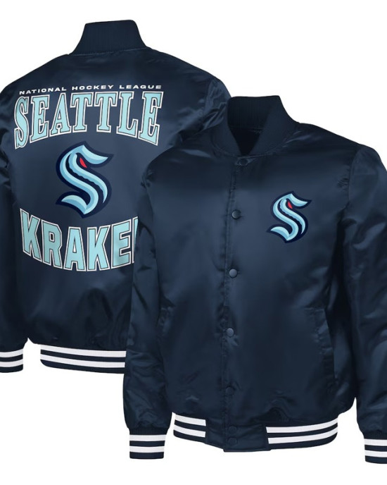 Seattle Kraken Adaptive Bold Logo Varsity Satin Jacket