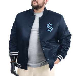 Seattle Kraken Adaptive Bold Logo Varsity Satin Jacket